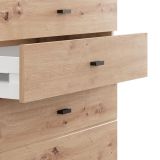 Credenza Marrone Rovere Nodi Nero 3 Cassetti un Ripiano 77x35x78h cm, con Piedini - Mindo