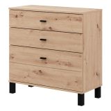 Credenza Marrone Rovere Nodi Nero 3 Cassetti un Ripiano 77x35x78h cm, con Piedini - Mindo