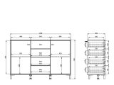 Credenza Marrone Rovere Nodi Nero 4 Cassetti 2 Ripiani 138x40x90h cm, Apertura Battente e Scorrevole - Settime
