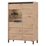 Credenza Marrone Rovere Nodi Nero 4 Ripiani 6 Vani 93x40x135h cm, 2 Ante - Vignate