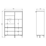 Credenza Marrone Rovere Nodi Nero 4 Ripiani 6 Vani 93x40x135h cm, 2 Ante - Vignate