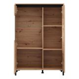 Credenza Marrone Rovere Nodi Nero 4 Ripiani 6 Vani 93x40x135h cm, 2 Ante - Vignate