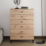 Credenza Marrone Rovere Nodi Nero 6 Cassetti un Ripiano 77x35x110h cm, 6 Vani - Otaval