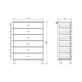 Credenza Marrone Rovere Nodi Nero 6 Cassetti un Ripiano 77x35x110h cm, 6 Vani - Otaval