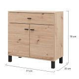 Credenza Marrone Rovere Nodi Nero un Cassetto 2 Ripiani 77x35x78h cm, Apertura Battente, Scorrevole - Pisac