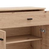Credenza Marrone Rovere Nodi Nero un Cassetto 2 Ripiani 77x35x78h cm, Apertura Battente, Scorrevole - Pisac