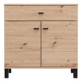Credenza Marrone Rovere Nodi Nero un Cassetto 2 Ripiani 77x35x78h cm, Apertura Battente, Scorrevole - Pisac