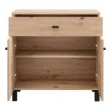 Credenza Marrone Rovere Nodi Nero un Cassetto 2 Ripiani 77x35x78h cm, Apertura Battente, Scorrevole - Pisac