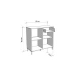 Credenza Marrone Rovere Nodi Nero un Cassetto 2 Ripiani 93x40x90h cm, Apertura Battente, Scorrevole - Laerruu