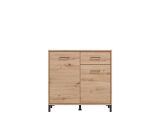 Credenza Marrone Rovere Nodi Nero un Cassetto 2 Ripiani 93x40x90h cm, Apertura Battente, Scorrevole - Laerruu