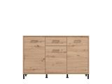 Credenza Marrone Rovere Nodi Nero un Cassetto 3 Ripiani 138x40x90h cm, Apertura Battente e Scorrevole - Laerru