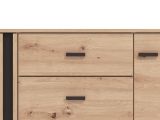 Credenza Marrone Rovere Nodi Nero un Cassetto 3 Ripiani 157x40x90h cm, Apertura Battente e Scorrevole - Guanzate