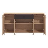 Credenza Marrone Rovere Nodi Nero un Cassetto 3 Ripiani 170x40x90h cm, Apertura Battente e Scorrevole - Settime