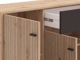 Credenza Marrone Rovere Nodi Nero un Cassetto 3 Ripiani 170x40x90h cm, Apertura Battente e Scorrevole - Settime