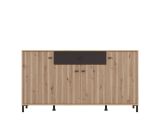 Credenza Marrone Rovere Nodi Nero un Cassetto 3 Ripiani 170x40x90h cm, Apertura Battente e Scorrevole - Settime