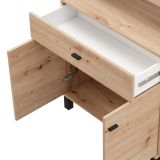 Credenza Marrone Rovere Nodi Nero un Cassetto 4 Ripiani 106x35x101h cm, Apertura Battente, Scorrevole - Banos