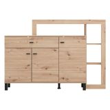 Credenza Marrone Rovere Nodi Nero un Cassetto 5 Ripiani 145x35x101h cm, Apertura Battente, Scorrevole - Piriap