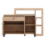 Credenza Marrone Rovere Nodi Nero un Cassetto 5 Ripiani 145x35x101h cm, Apertura Battente, Scorrevole - Piriap