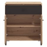 Credenza Marrone Rovere Nodi Nero un Cassetto un Ripiano 80x40x90h cm, Apertura Battente e Scorrevole - Settime