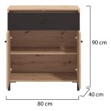 Credenza Marrone Rovere Nodi Nero un Cassetto un Ripiano 80x40x90h cm, Apertura Battente e Scorrevole - Settime