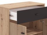 Credenza Marrone Rovere Nodi Nero un Cassetto un Ripiano 80x40x90h cm, Apertura Battente e Scorrevole - Settime