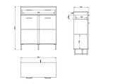 Credenza Marrone Rovere Nodi Nero un Cassetto un Ripiano 85x35x104h cm, Apertura Battente, Scorrevole - Ceredanoo