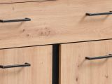 Credenza Marrone Rovere Nodi Nero un Cassetto un Ripiano 85x35x104h cm, Apertura Battente, Scorrevole - Ceredanoo