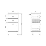 Credenza Marrone Rovere Nodi Nero un Ripiano 3 Cassetti 39x35x78h cm, Apertura Scorrevole - Vilcab