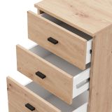 Credenza Marrone Rovere Nodi Nero un Ripiano 3 Cassetti 39x35x78h cm, Apertura Scorrevole - Vilcab