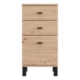 Credenza Marrone Rovere Nodi Nero un Ripiano 3 Cassetti 39x35x78h cm, Apertura Scorrevole - Vilcab