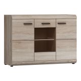 Credenza Marrone Rovere Trasparente 3 Ripiani Apertura Battente 120x42x87h cm, 3 Ante - Hami