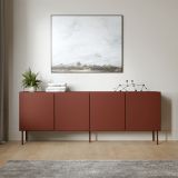 Credenza Marrone Terracotta 2 Ripiani Apertura Battente 200x42x75h cm, 4 Ante - Canino