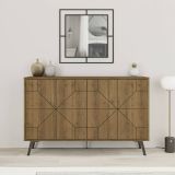 Credenza Meridian, Buffet da soggiorno, Madia da salotto, Dispensa moderna da cucina, 123x35h77 cm, Rovere