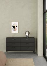 Credenza Merlot, Buffet da soggiorno, Madia da salotto, Dispensa da cucina, 40x139 h77 cm, Nero