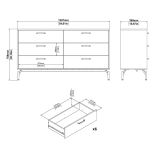 Credenza Merlot, Buffet da soggiorno, Madia da salotto, Dispensa da cucina, 40x139 h77 cm, Nero