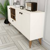 Credenza Merope, Buffet da soggiorno, Madia da salotto, Dispensa da cucina, 180x35 h81 cm, Crema