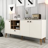 Credenza Merope, Buffet da soggiorno, Madia da salotto, Dispensa da cucina, 180x35 h81 cm, Crema