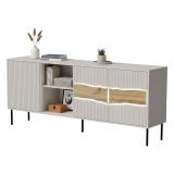 Credenza Mestrino, 190x40 h80 cm, Beige e Rovere Nodi