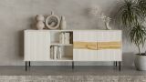Credenza Mestrino, 190x40 h80 cm, Beige e Rovere Nodi
