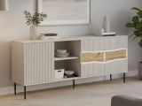 Credenza Mestrino, 190x40 h80 cm, Beige e Rovere Nodi