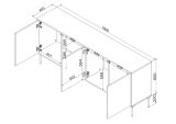 Credenza Mestrino, 190x40 h80 cm, Nero e Rovere Nodi