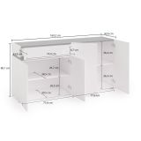 Credenza Monrovia, Buffet da soggiorno, Madia da salotto, Dispensa da cucina, Made in Italy, 160x42h80 cm, Bianco lucido e Antracite