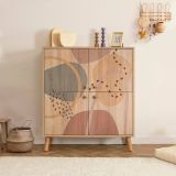 Credenza multicolore chic 95x36x111h cm 4 ante - Agyemang