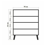 Credenza multicolore chic 95x36x111h cm 4 ante - Agyemang