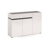 Credenza Nairobi, Buffet da soggiorno, Madia da salotto, Dispensa da cucina, Made in Italy, 120x42h80 cm, Bianco lucido e Antracite