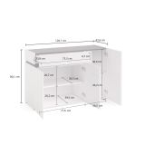Credenza Nairobi, Buffet da soggiorno, Madia da salotto, Dispensa da cucina, Made in Italy, 120x42h80 cm, Bianco lucido e Antracite