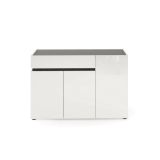Credenza Nairobi, Buffet da soggiorno, Madia da salotto, Dispensa da cucina, Made in Italy, 120x42h80 cm, Bianco lucido e Antracite