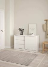 Credenza Nathalie, Buffet da soggiorno, Madia da salotto, Dispensa da cucina, 50x119 h76 cm, Bianco