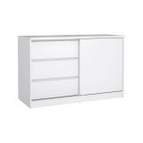 Credenza Nathalie, Buffet da soggiorno, Madia da salotto, Dispensa da cucina, 50x119 h76 cm, Bianco