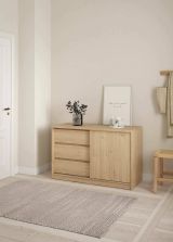 Credenza Nathalie, Buffet da soggiorno, Madia da salotto, Dispensa da cucina, 50x119 h76 cm, Rovere